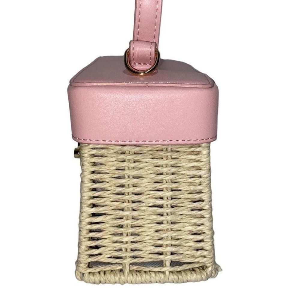 Like Dreams Women's Woven Straw Pink Top Cover Summer Handbag - Picture 4 of 8